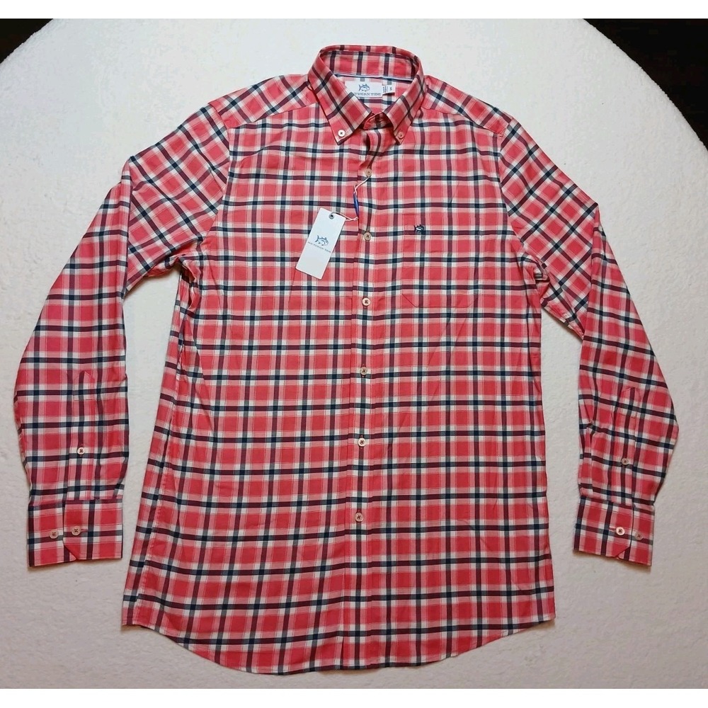 NWT Southern Tide Men's Beachrock Plaid Sport Shirt Small Snapper Red 11900